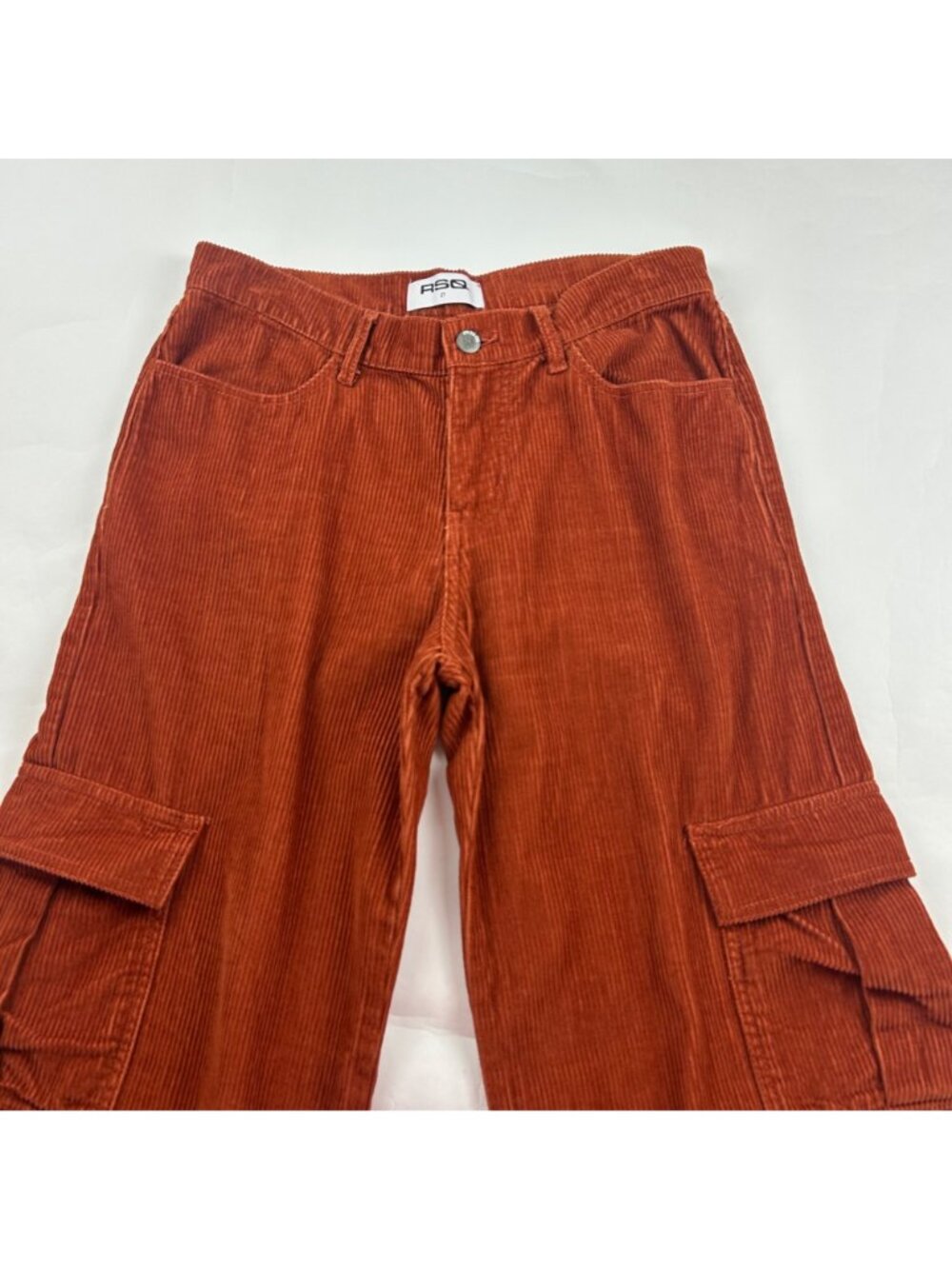 LONG RSQ Rust Cotton Corduroy Wide Leg Cargo Pant 27 - Picture 2 of 6